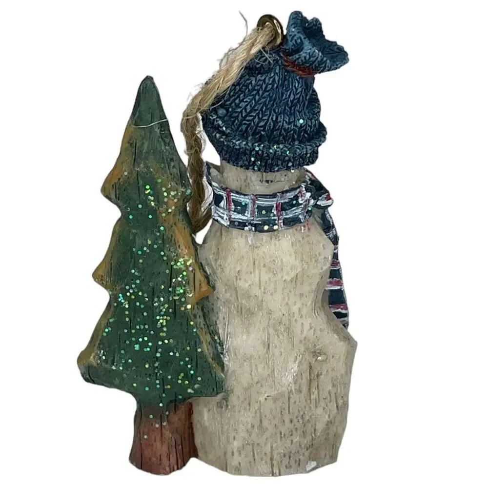 Rustic Country Snowman with Tree Ornament Christmas Ornament Country Christmas